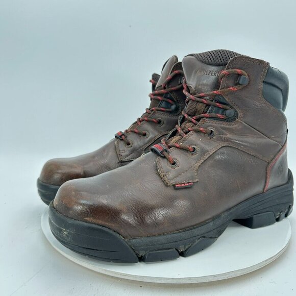 Wolverine Merlin Men Sz 12M Brown Leather Composite Toe 6" Waterproof Work Boot - Picture 1 of 14
